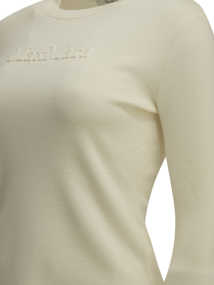 Max Mara Round-Neck T-Shirt Made Of Virgin Wool T-shirts - White | 27cdb9625610be772b588cbce6da79b2d7c3d096