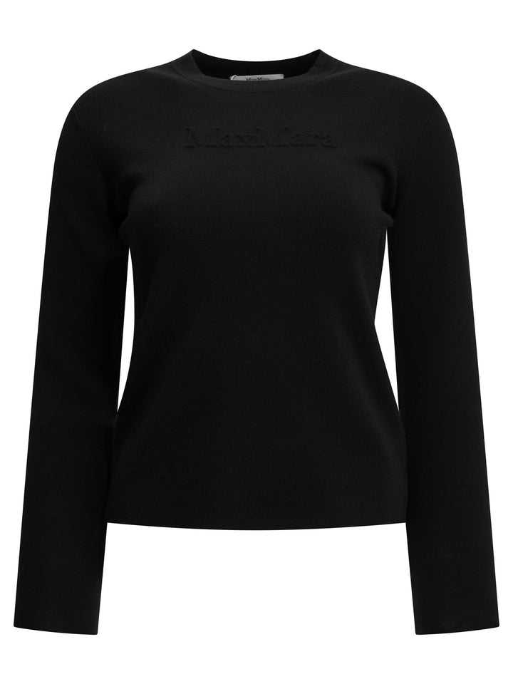 Max Mara Round-Neck T-Shirt Made Of Virgin Wool T-shirts - Black | 1722e4ec44799a6e16459e32f739e16dfdabef2f