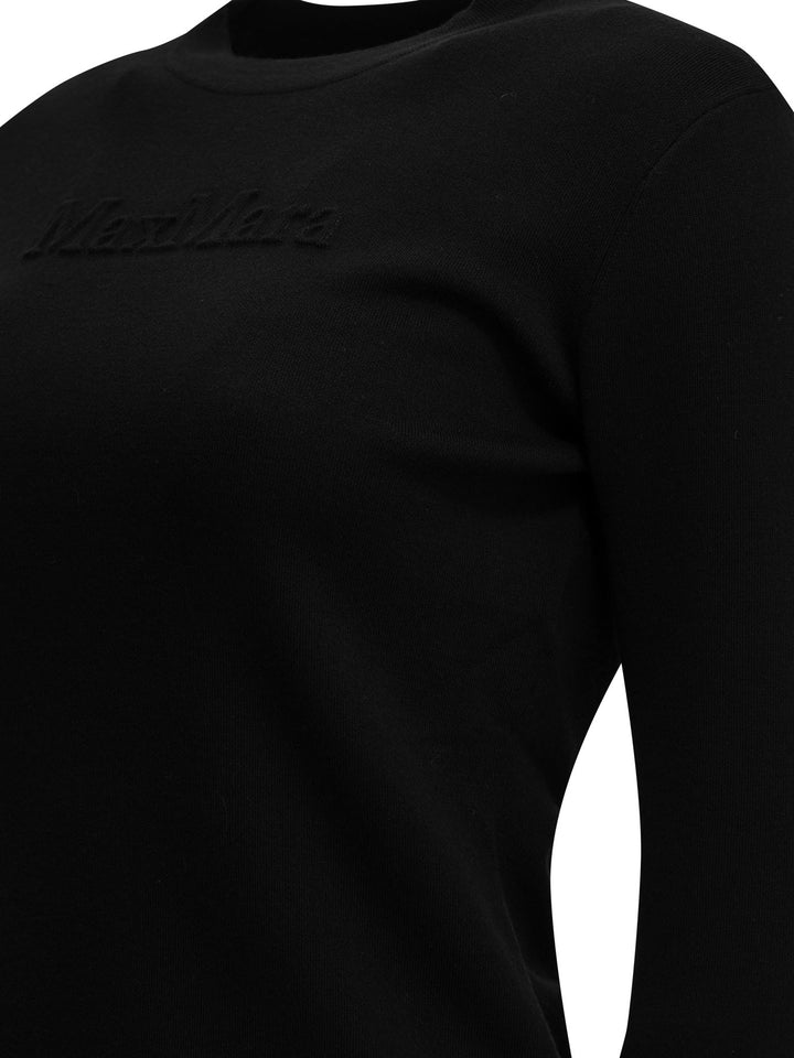 Max Mara Round-Neck T-Shirt Made Of Virgin Wool T-shirts - Black | 2dd19199b091ceb14aad5dfda169e101b39bb5cd