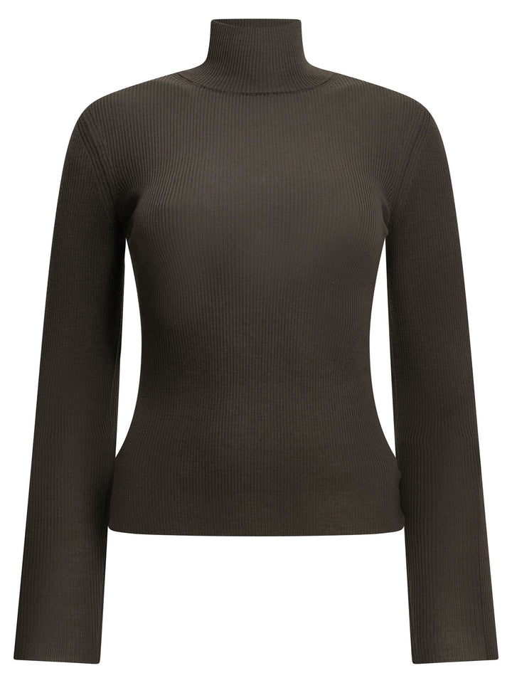 Max Mara Virgin Wool Turtleneck Sweater Knitwear Brown