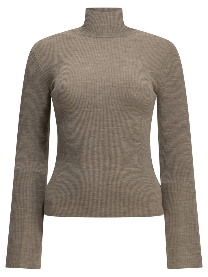 Max Mara Virgin Wool Turtleneck Sweater Knitwear Beige