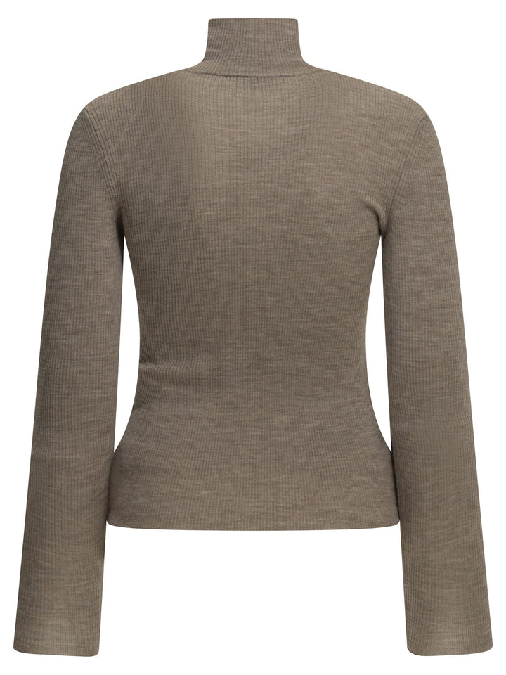 Max Mara Virgin Wool Turtleneck Sweater Knitwear Beige