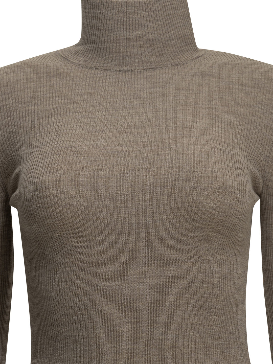 Max Mara Virgin Wool Turtleneck Sweater Knitwear Beige