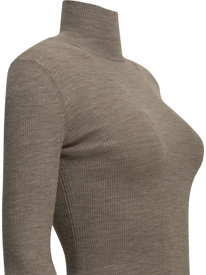 Max Mara Virgin Wool Turtleneck Sweater Knitwear Beige