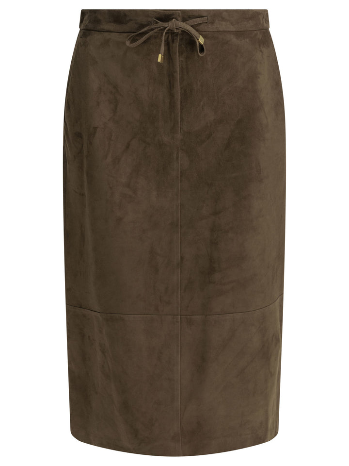 Max Mara S Suede Leather Midi Skirt Skirts - Brown | 229b0037b095d2a088ae8975003d37c7e4940de9