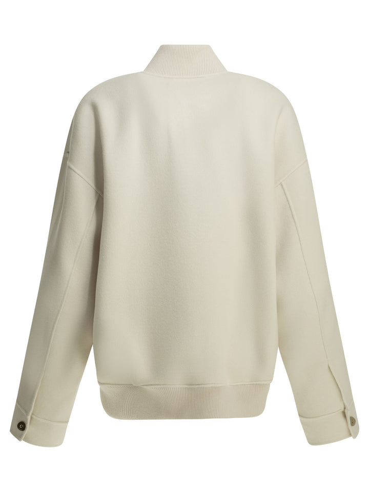 Max Mara Sportmax Virgin Wool Bomber Jacket Jackets and Coats - White | 42548c5add1ed476b67b7d610cb39e58094b56f0