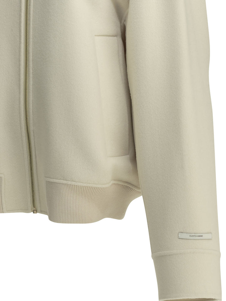 Max Mara Sportmax Virgin Wool Bomber Jacket Jackets and Coats - White | 0e02cecece5d0d38f94dbd84a7477259fd038f38