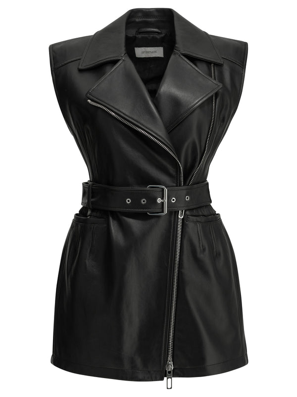 Sleeveless Leather Jacket Jackets And Coats Black