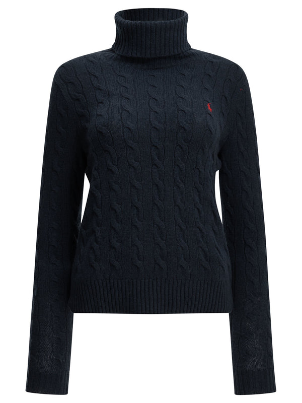 Turtleneck Sweater With Logo Knitwear Blue