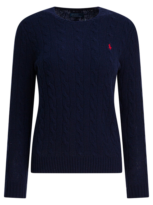 Crew-Neck Sweater With Logo Made Of Wool And Cashmere Knitwear Blue