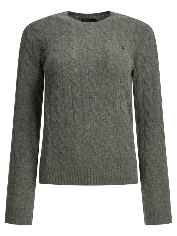 Crew-Neck Sweater With Logo Knitwear Grey