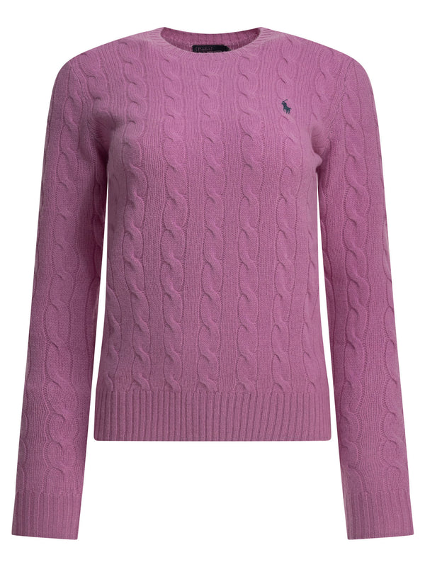 Crew-Neck Sweater With Logo Knitwear Fuchsia