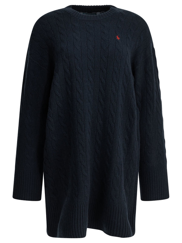 Short Knit Dress With Logo Dresses Blue
