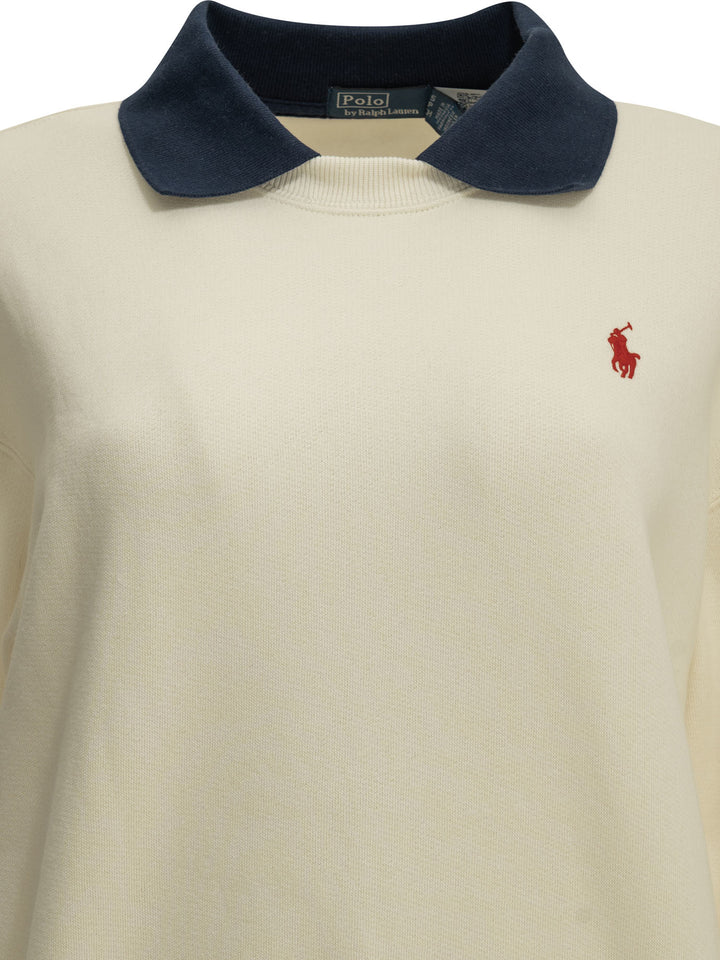 Polo Ralph Lauren Sweatshirt With Polo Collar And Logo Sweatshirts - White | 35ef426a7fd97cd239896772943b7007e331751f