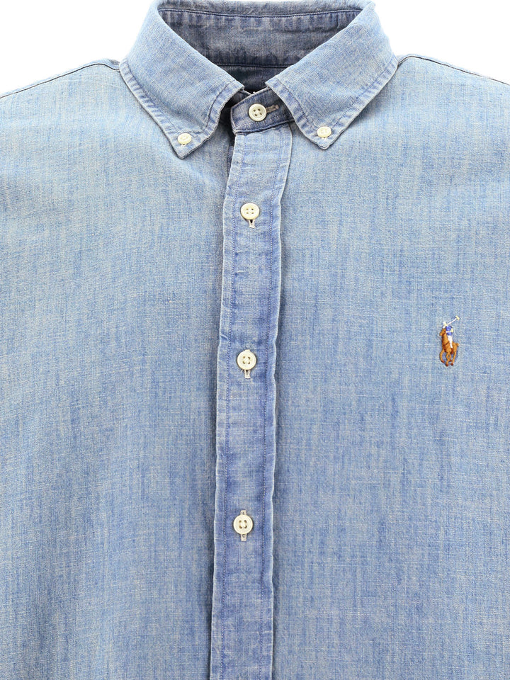 Polo Ralph Lauren Custom-Fit Casual Chambray Shirt Shirts - Light blue | 107adbc642d178c16d9a5af78b061a793131c635