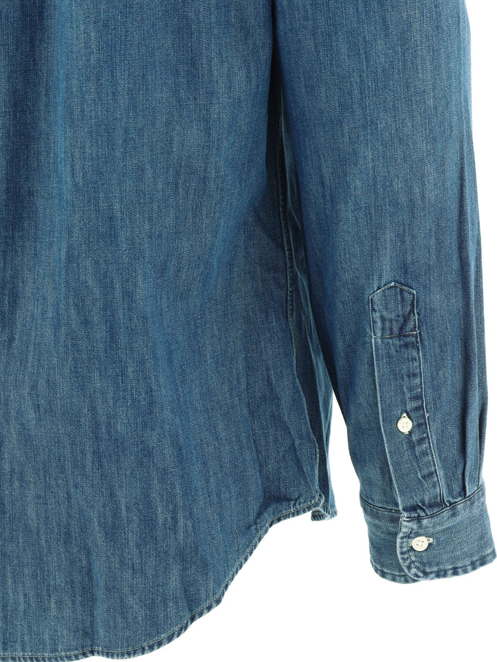 Polo Ralph Lauren Custom-Fit Casual Shirt With Logo Shirts - Blue | 21c56987ef164f25eb71fbf5e0d920a3447df04d