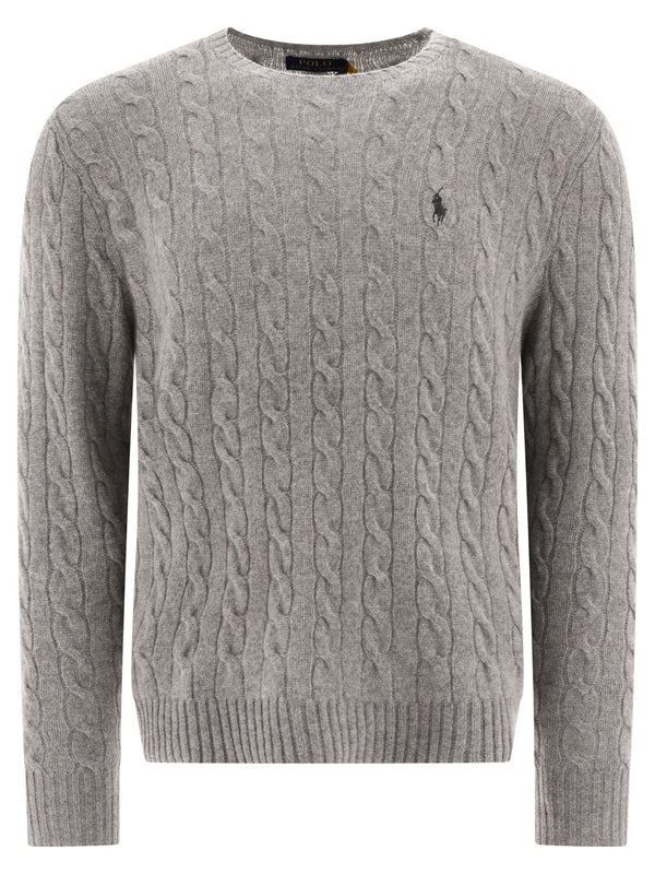 Crew-Neck Sweater With Logo Knitwear Grey