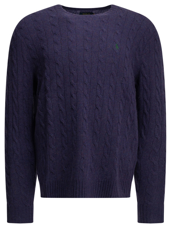 Crew-Neck Sweater With Logo Knitwear Purple