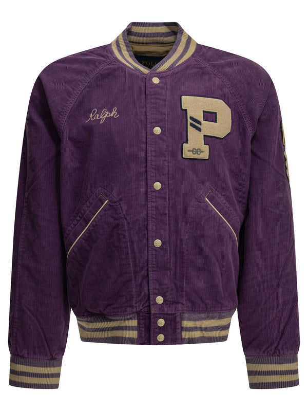 Velvet Bomber Jacket With Logo Jackets And Coats Purple