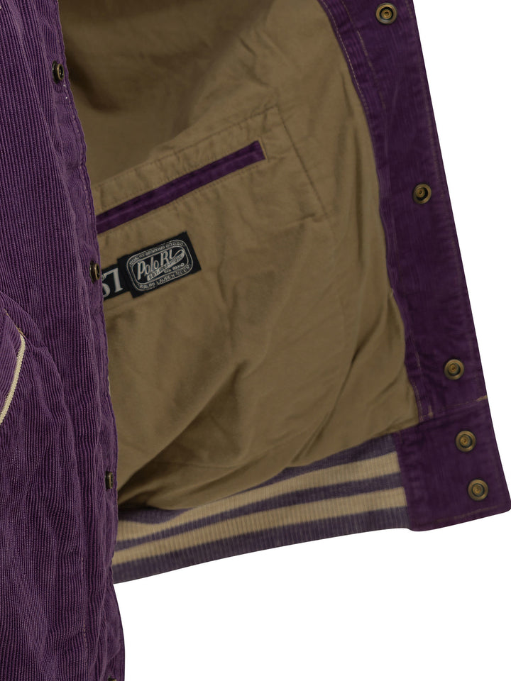 Polo Ralph Lauren Velvet Bomber Jacket With Logo Jackets and Coats - Purple | a9293a05b8724bc3ae346689bb999669c48f48d6