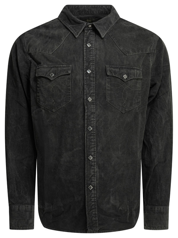 Casual Corduroy Shirt Shirts Black