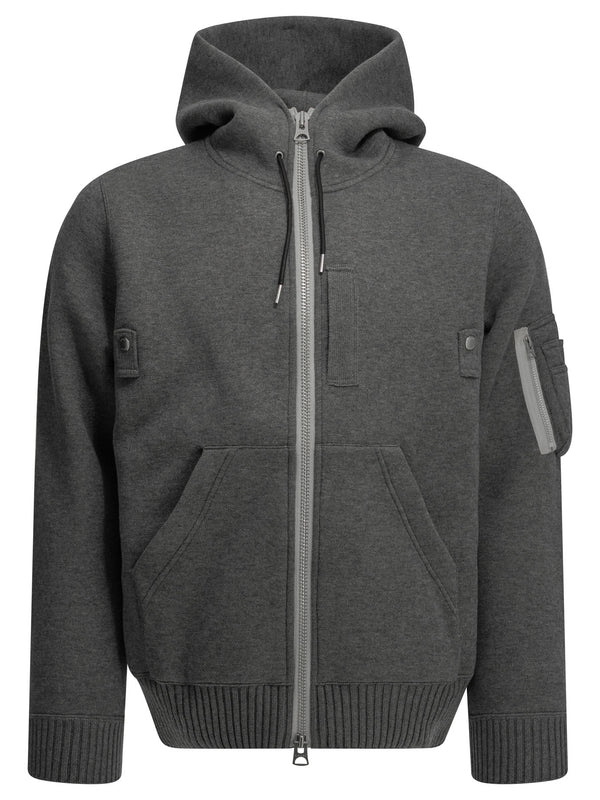 Zip-Up Hooded Sweatshirt Sweatshirts Grey