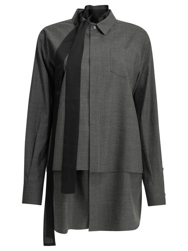 Short Wool Shirtdress Dresses Grey