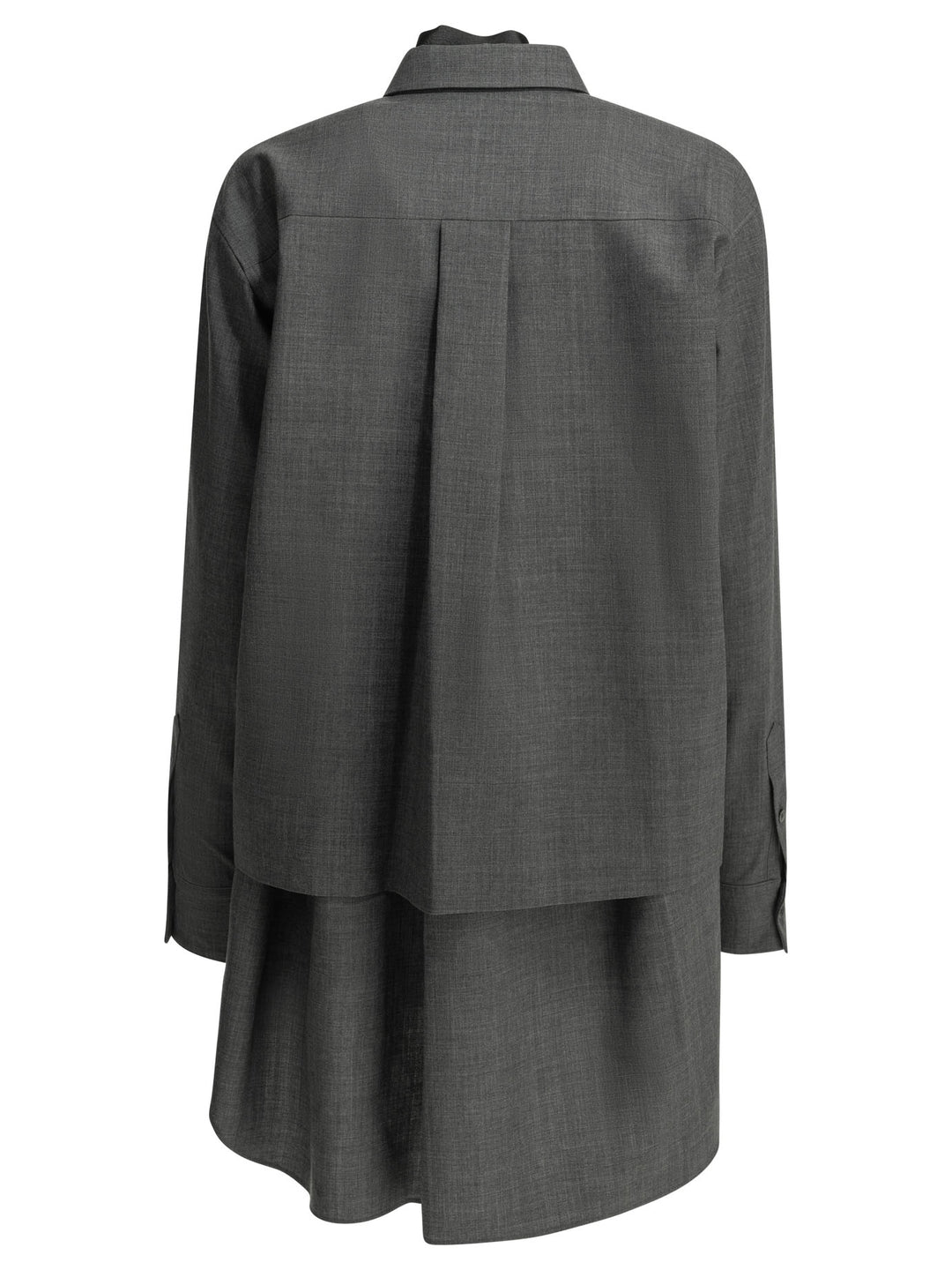 Sacai Short Wool Shirtdress Dresses - Grey | 97357605b2580880ad17e1e949aeb836ab89f8eb