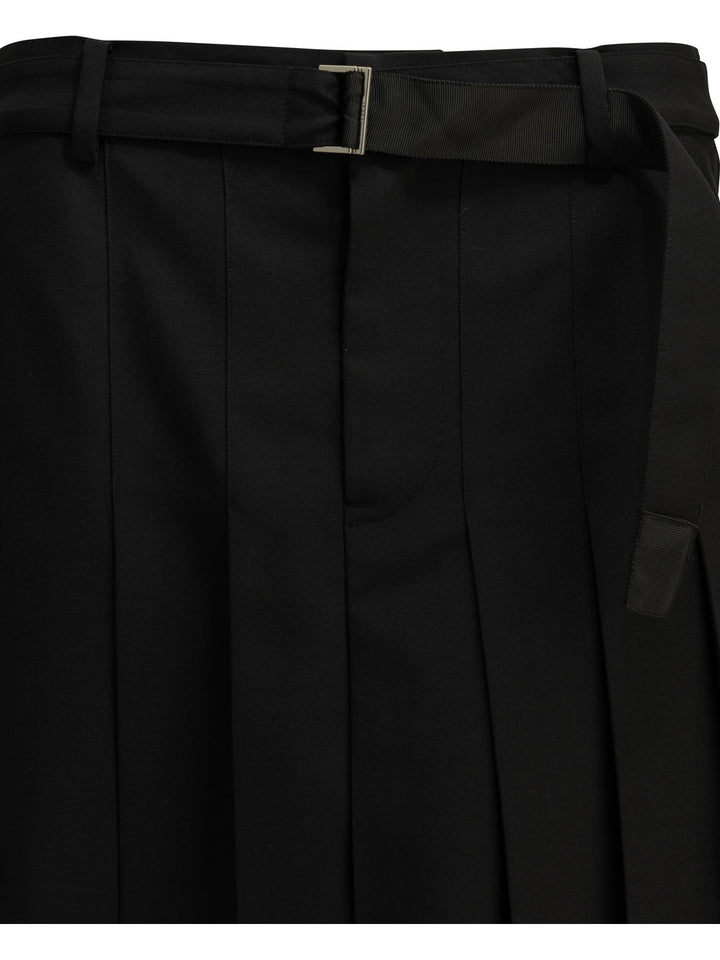 Sacai Formal  Made Of Wool Blend Shorts - Black | 651738db82828f0ab1882baa3b0154f8c5a2c0f0