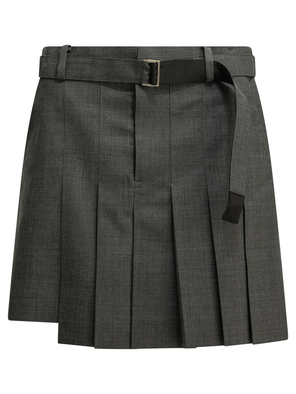 Formal Made Of Wool Blend Shorts Grey