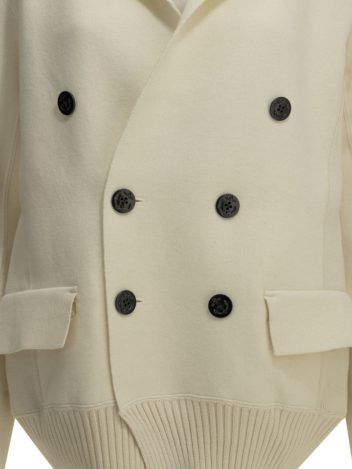 Sacai Double-Breasted Blazer Jackets And Coats White