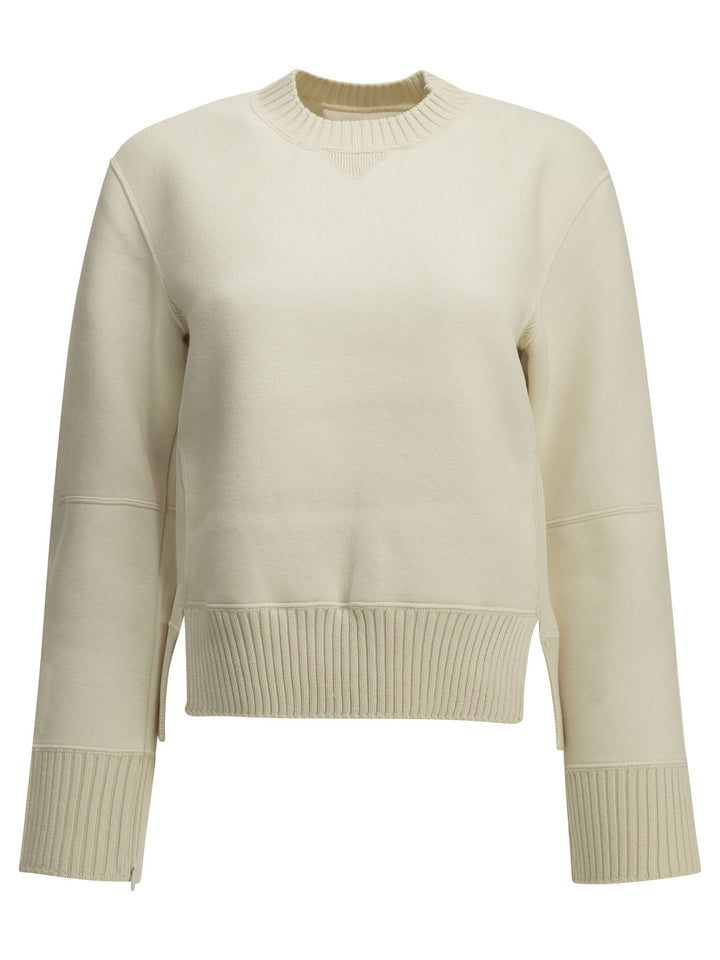 Sacai Crew-Neck Sweater Made Of A Cotton-Cashmere Blend Knitwear - White | ad9cceaf3325d3c4c9df02048d74cad6dffdcdbd