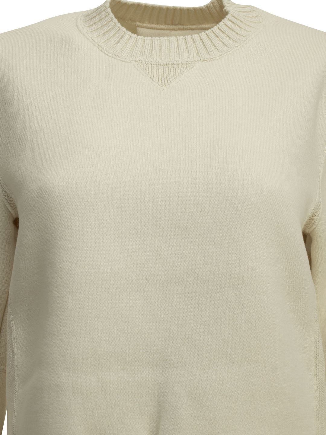 Sacai Crew-Neck Sweater Made Of A Cotton-Cashmere Blend Knitwear - White | 8e546f06f72aadc5a64b6f5a7d4fa9a7b8918580