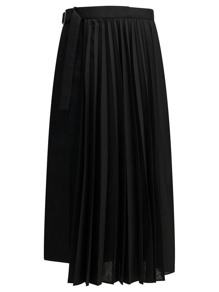 Sacai Pleated Skirts - Blue | df08db7cfdf4ec404bc2355bed619466fbd019d6