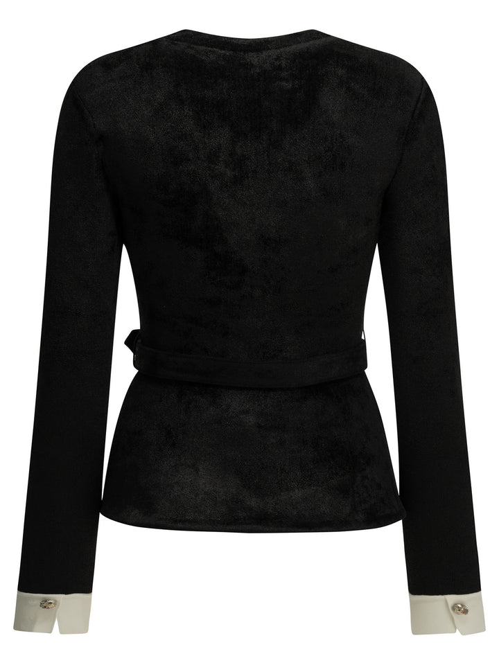 Self-Portrait Chenille Cardigan Knitwear Black