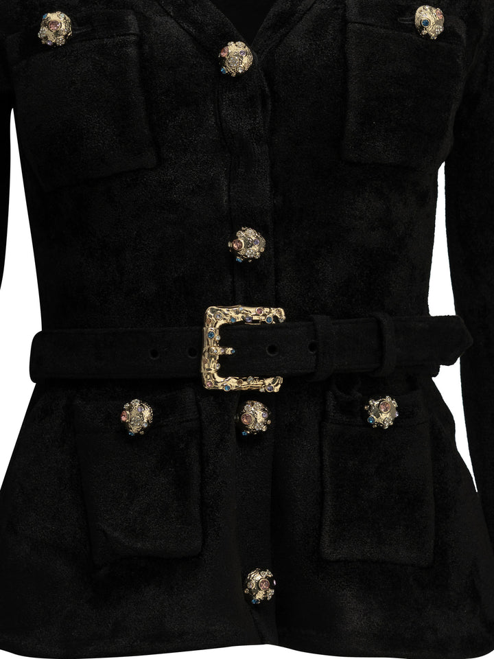 Self-Portrait Chenille Cardigan Knitwear Black