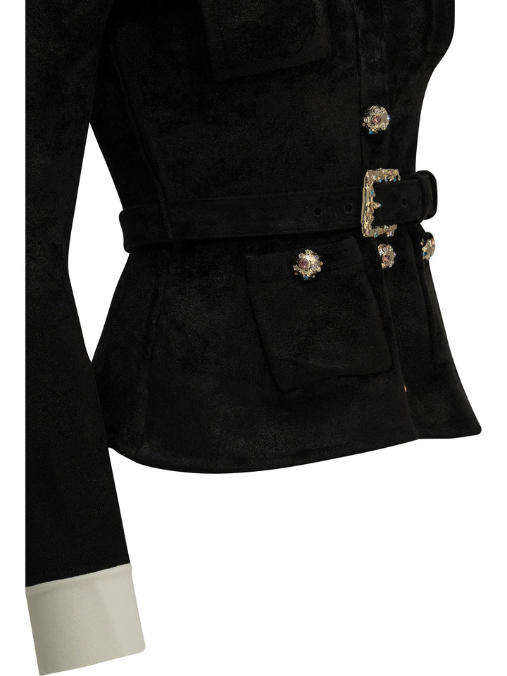 Self-Portrait Chenille Cardigan Knitwear Black