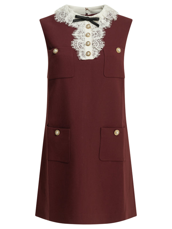 Short Dress With Lace Detail Dresses Bordeaux