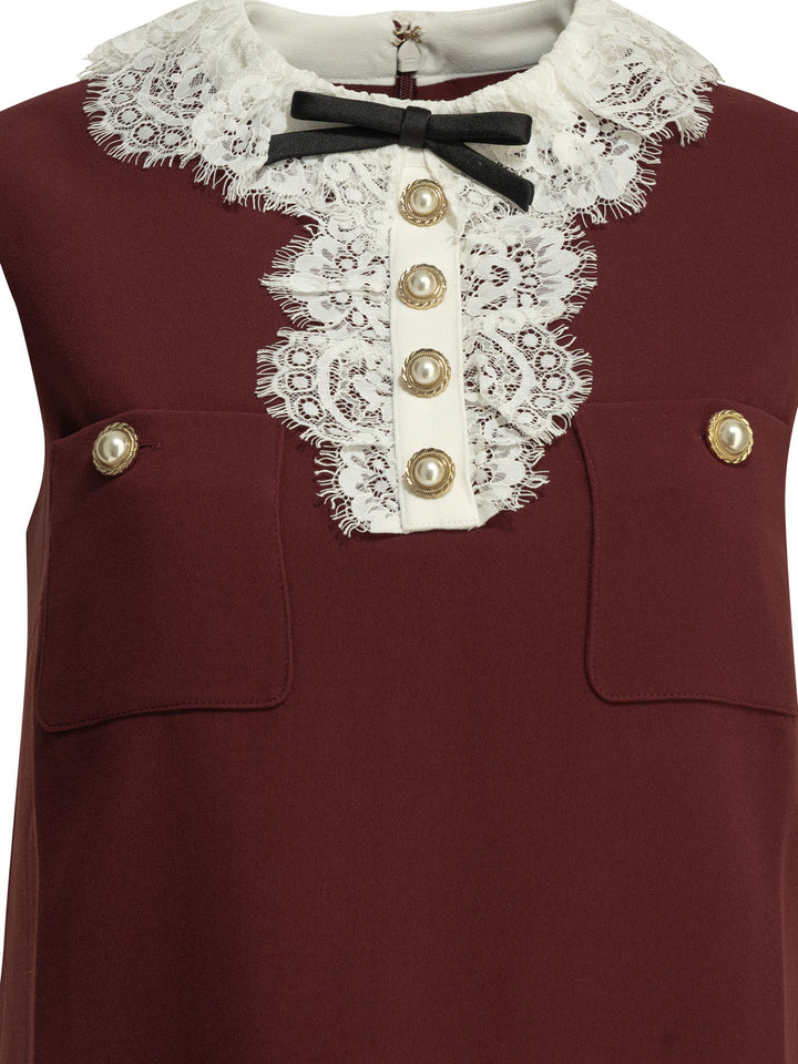 Self-Portrait Short Dress With Lace Detail Dresses - Bordeaux | e16d039ce60eec0b49d577b5a9a0bd27e540d7c2