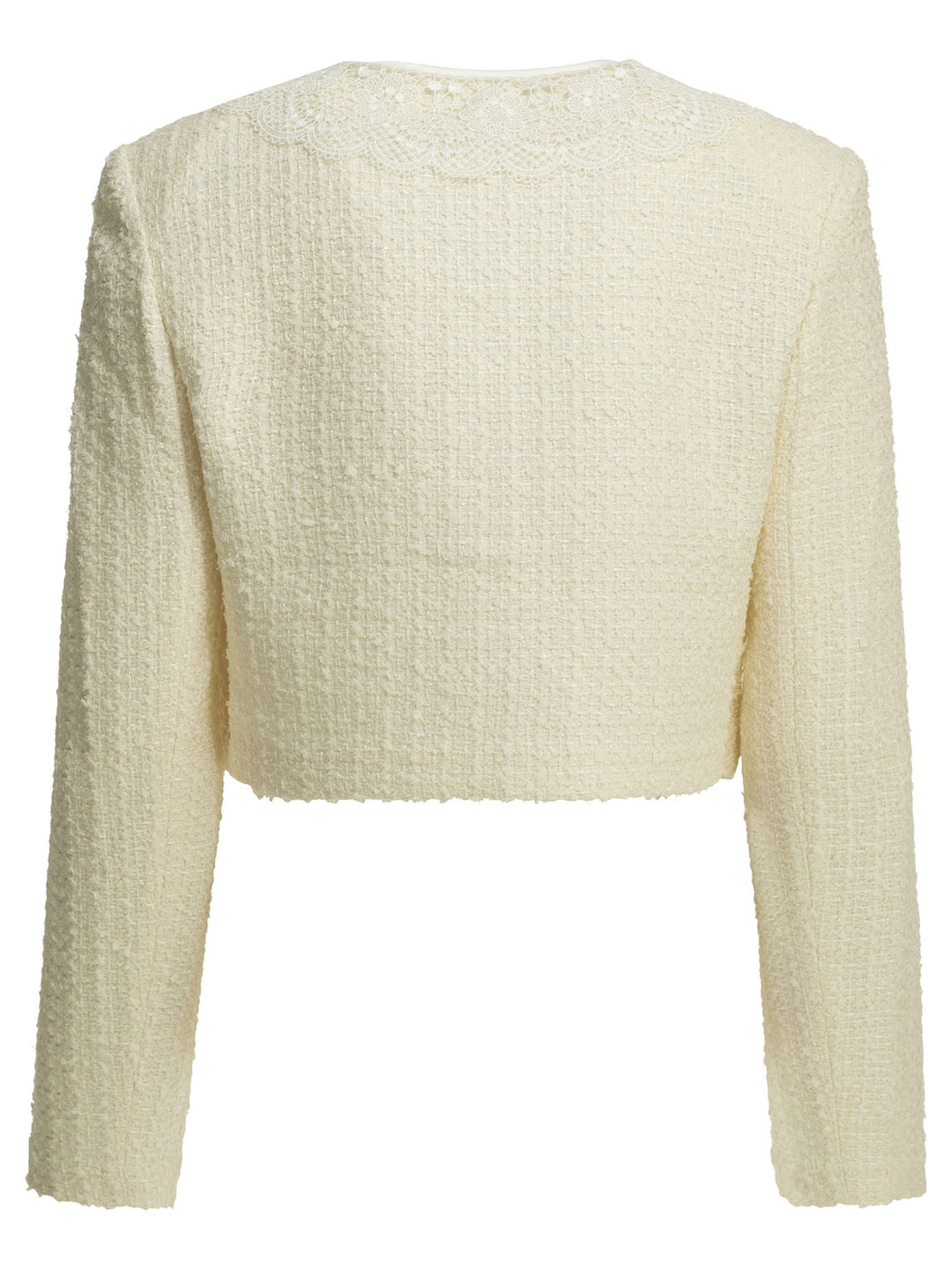 Self-Portrait Bouclé Blazer With Lace Details Jackets and Coats - White | 590f0c0354da88f32574f059bba4f7b3b31618fd