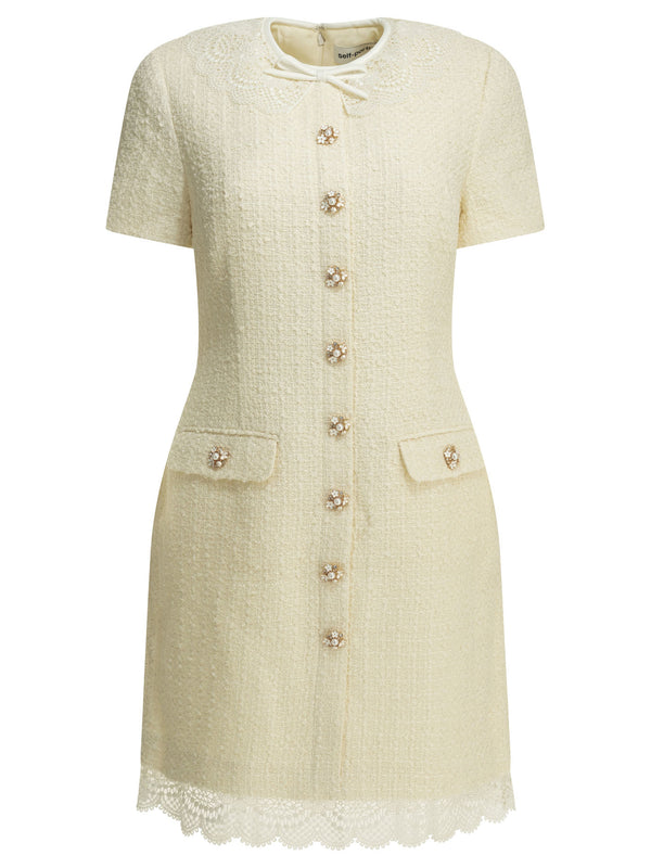 Short Dress With Lace Details Dresses White