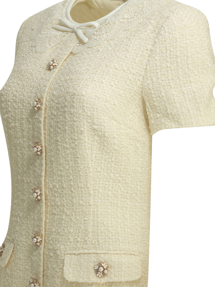 Self-Portrait Short Dress With Lace Details Dresses - White | b5a30a8f603d666f4f0fcf85ebb957abc48f994b