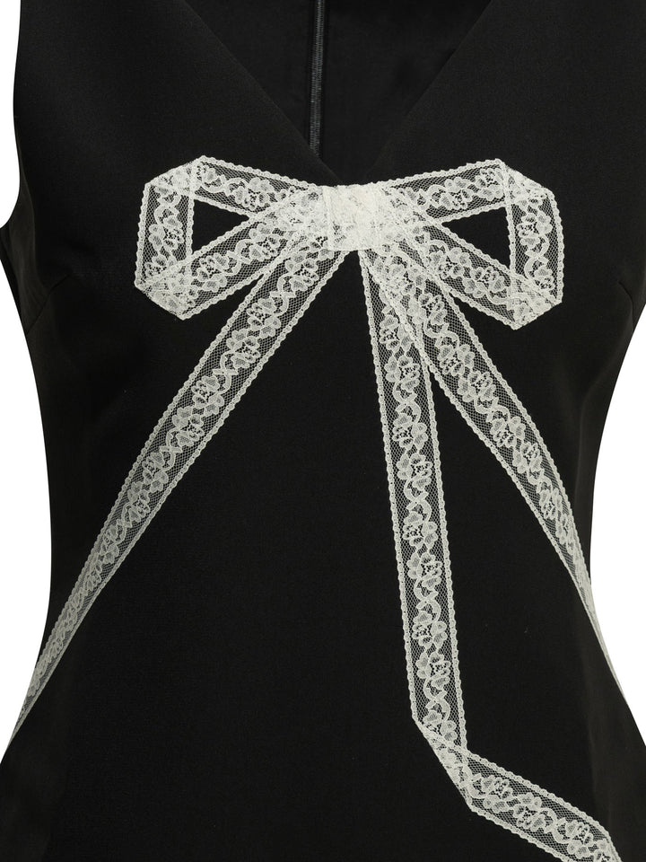 Self-Portrait Short Sheath Dress With Bow Dresses - Black | 7a290be378947f67c2c763cd4eff7df96d7d5d26