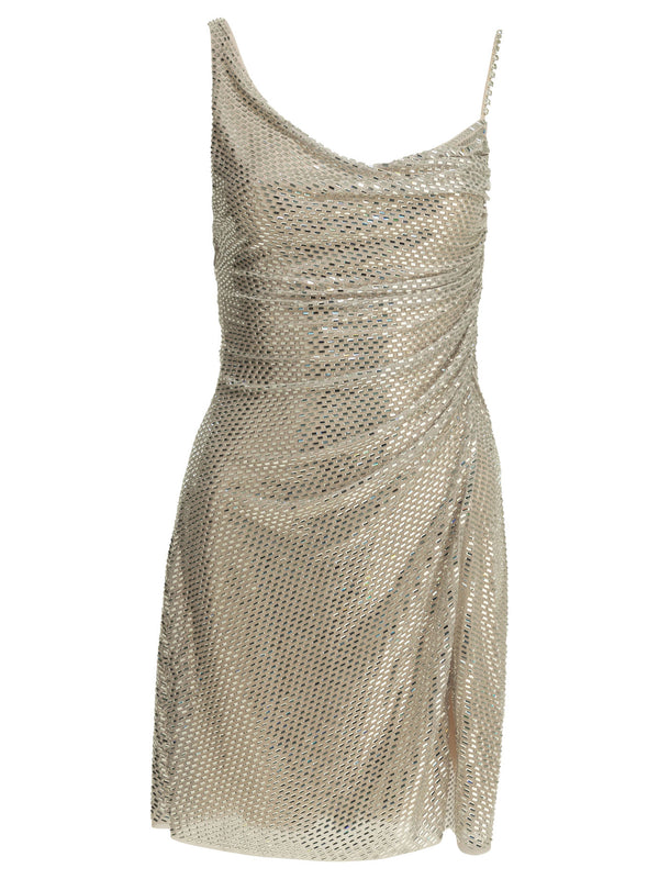 Short Dress With Rhinestones Dresses Silver