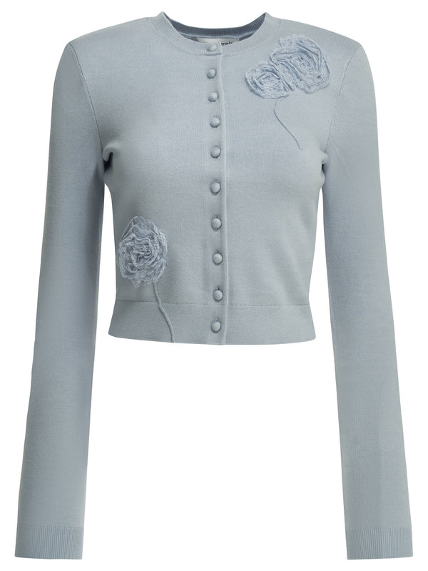 Embroidered Cardigan Knitwear Light Blue