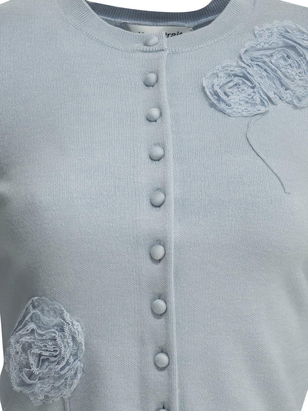 Self-Portrait Embroidered Cardigan Knitwear - Light blue | 3738c2e137d59e8a3b2b2348257407ba48341181