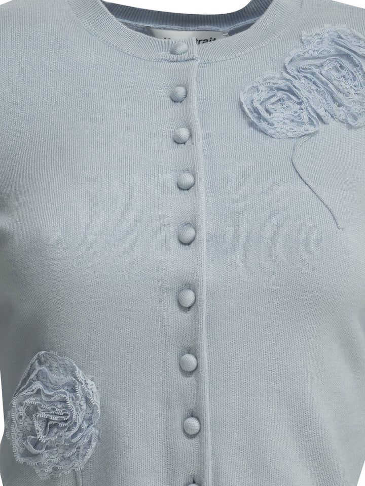 Self-Portrait Embroidered Cardigan Knitwear - Light blue | 3738c2e137d59e8a3b2b2348257407ba48341181