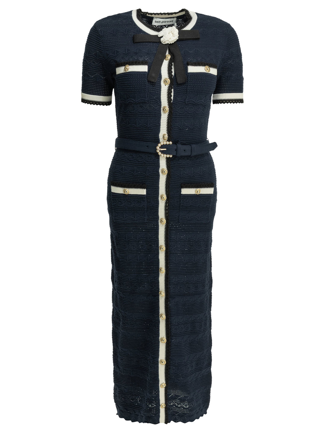Self-Portrait Knit Midi Dress Dresses - Blue | fd338aef89bb1d6047a66074421e4e6f0071e4ea