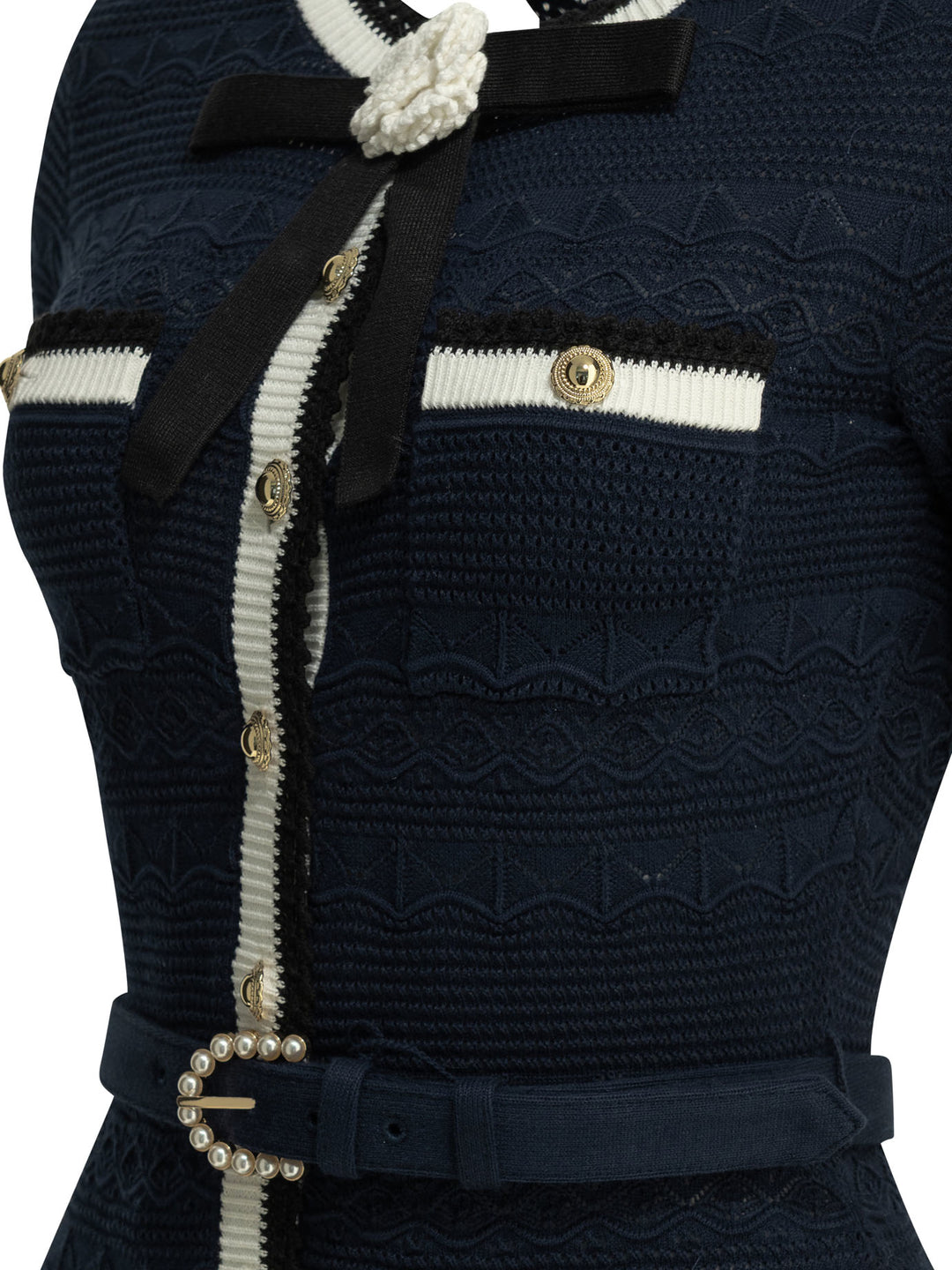 Self-Portrait Knit Midi Dress Dresses - Blue | 7f37d02cc9168a09584aacae33d5a6cfcb5d7676
