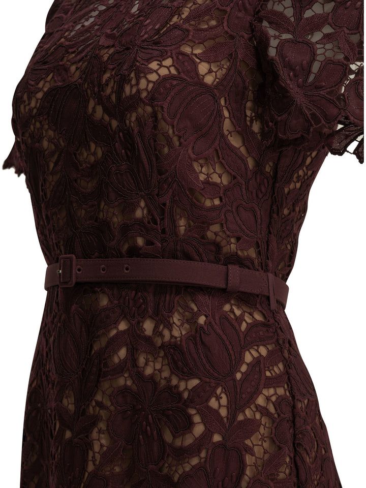 Self-Portrait Lace Midi Dress Dresses - Bordeaux | 5df0d33167c44b6ba2e9a79f0d919182e25233ab